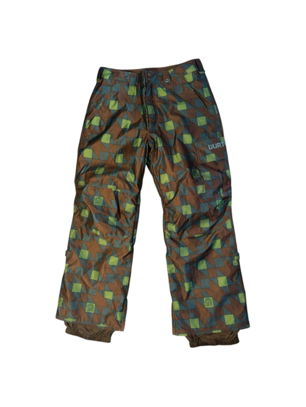 Burton Snowboard Pants Brown Green Geometric Size Large